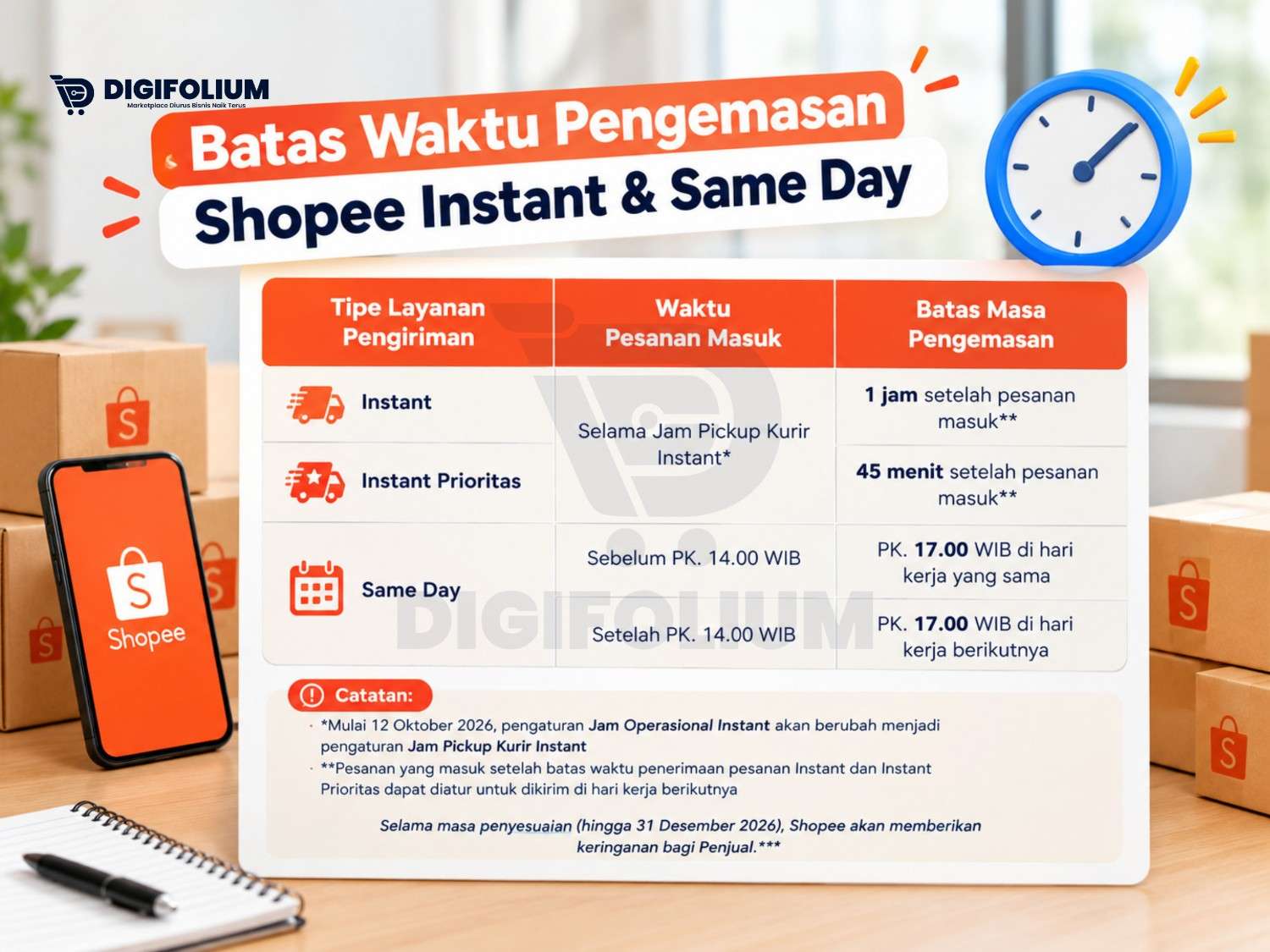 Batas Waktu Pengemasan Shopee Instant dan Same Day